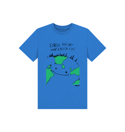 Bright Blue Printed Kids T-Shirt Front