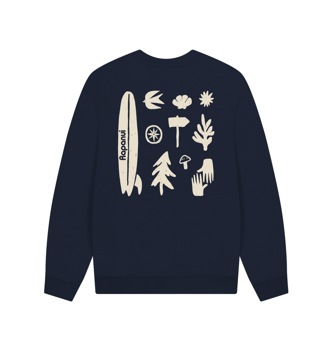 Navy Blue Printed Sweater Back