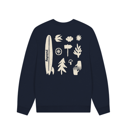 Navy Blue Printed Sweater Back