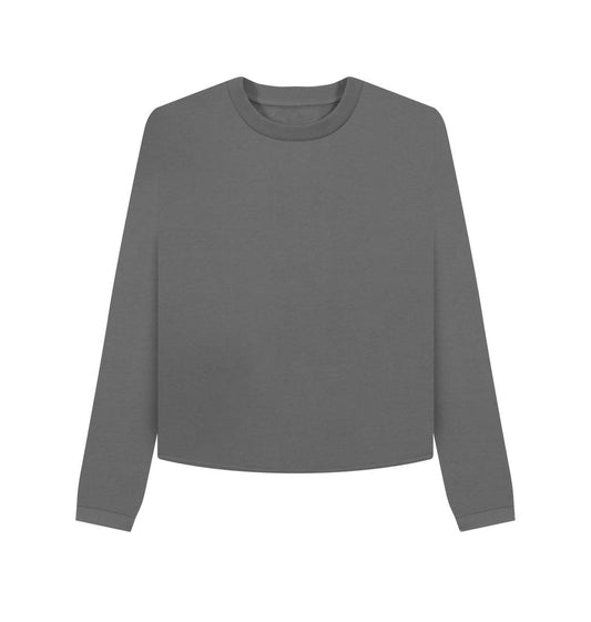 Slate Grey Printed Boxy Jumpers