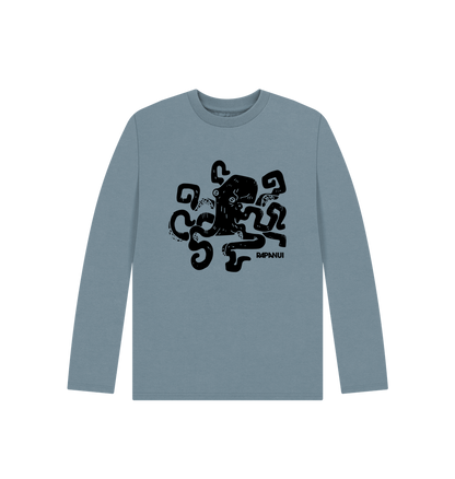 Stone Blue Printed Kids T-Shirt Front