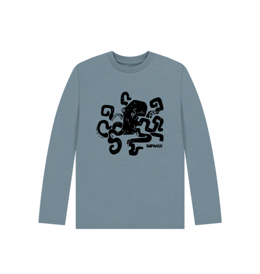 Stone Blue Printed Kids T-Shirt Front