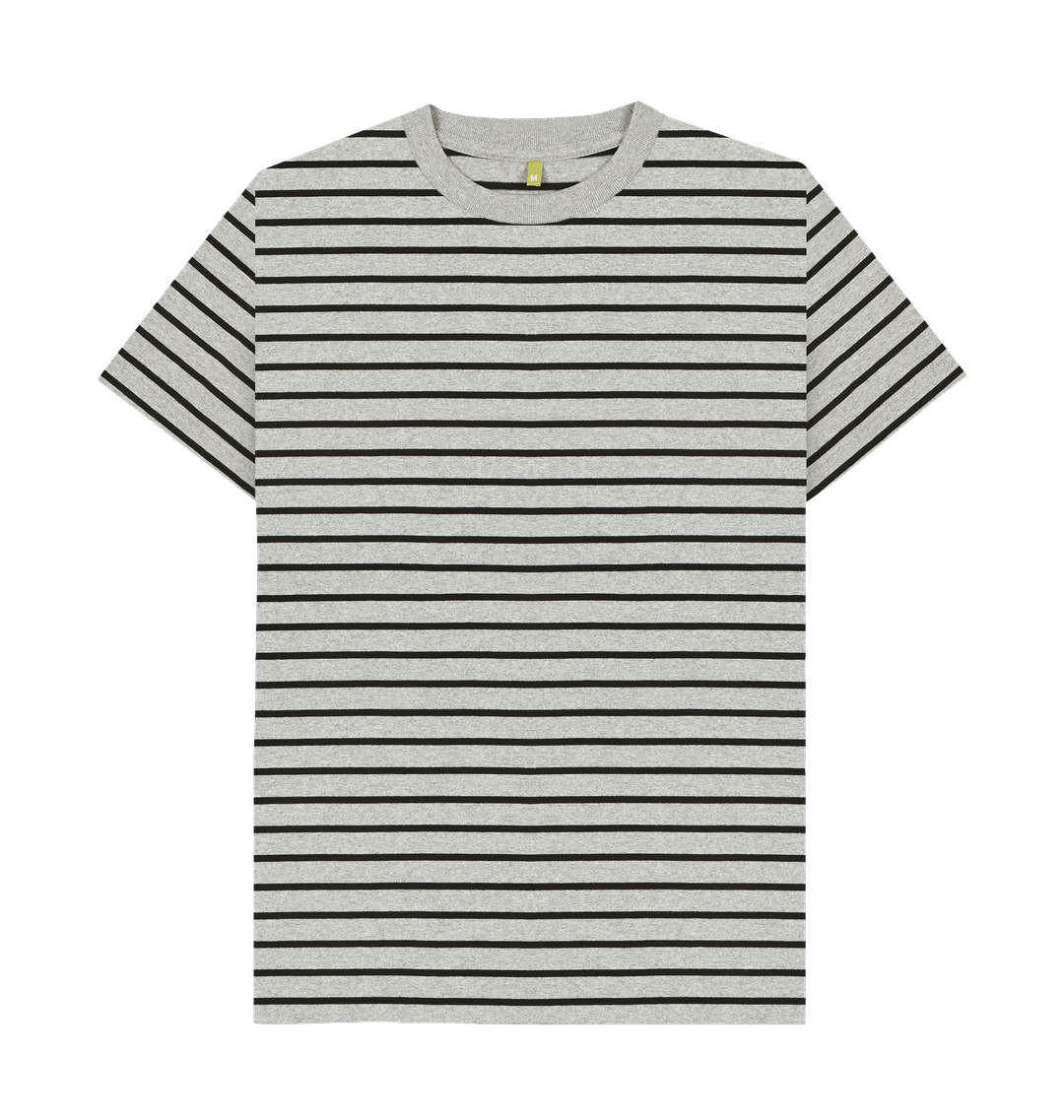 Grey & Black Stripe Printed Premium T-Shirt Front