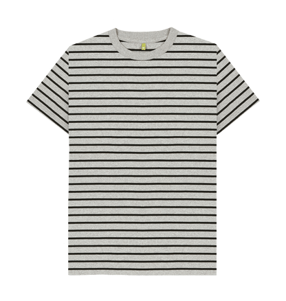 Grey & Black Stripe Printed Premium T-Shirt Front