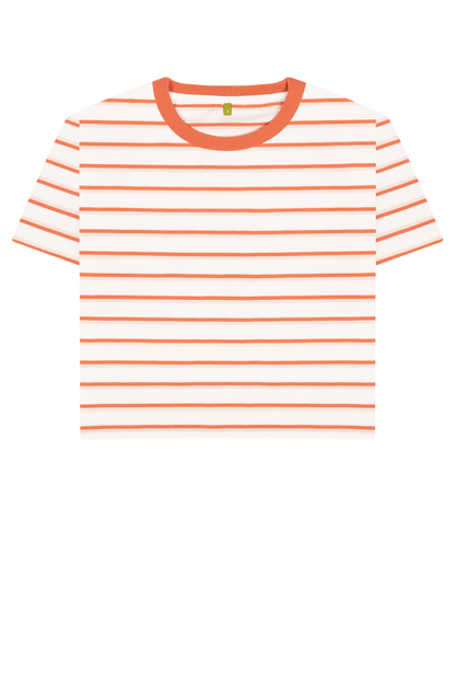 Coral Stripes Printed T-shirt