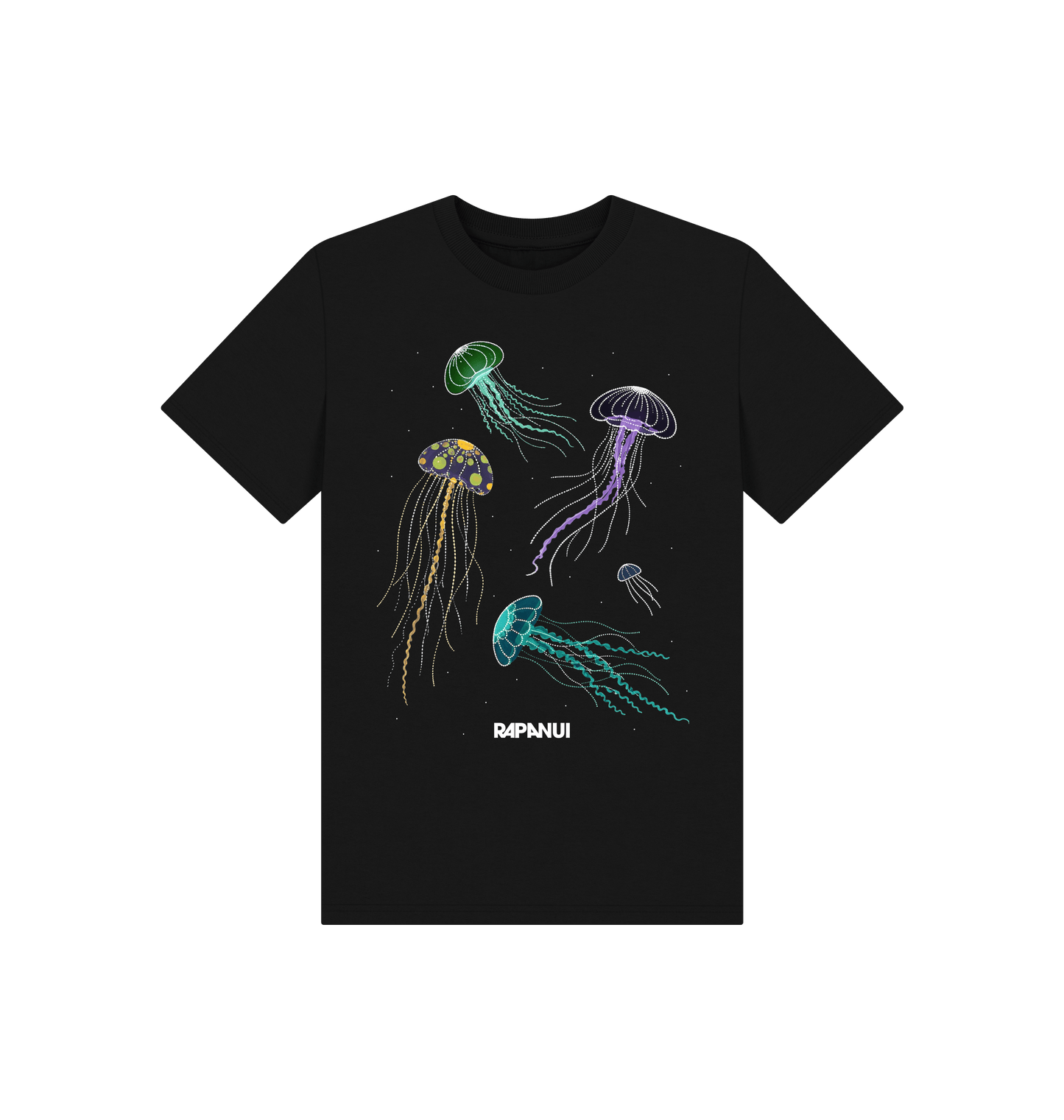 Black Printed Kids T-Shirt Front