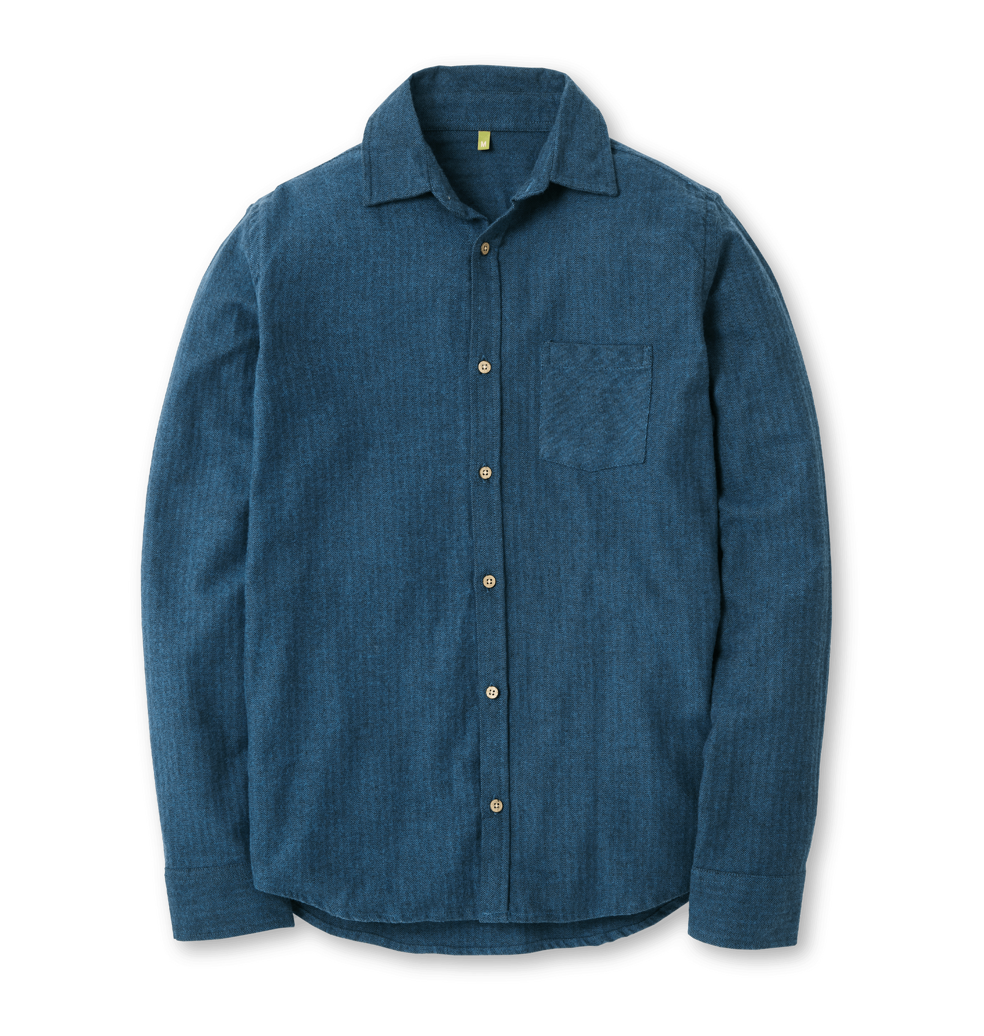 Herringbone Blue Flannel Shirt Front