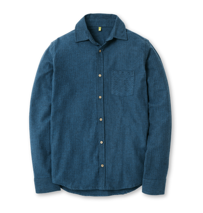 Herringbone Blue Flannel Shirt Front