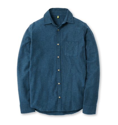 Herringbone Blue Flannel Shirt Front