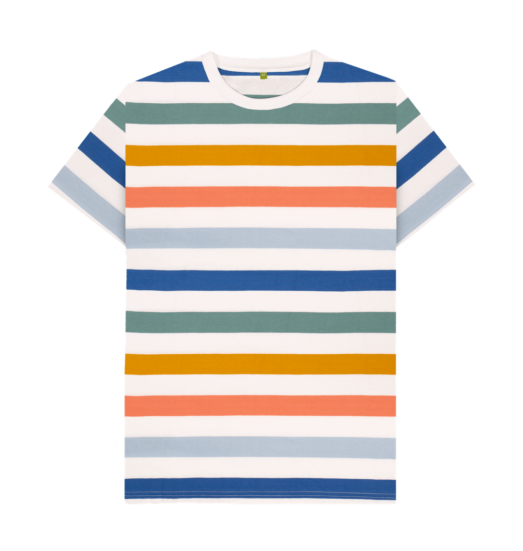 Multicolour Stripes Printed Premium T-Shirt Front
