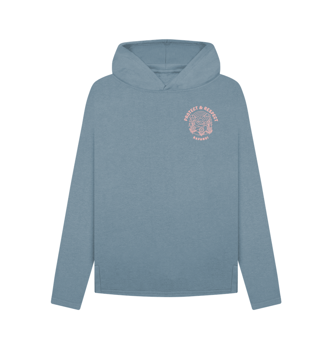 Stone Blue Printed Hoody Front