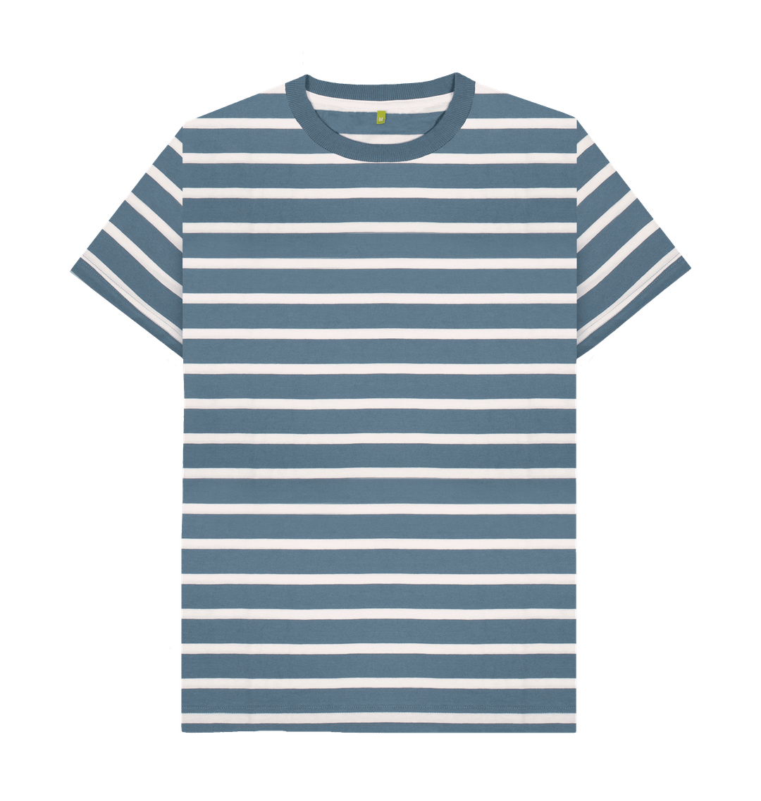 Blue Stripes Printed Premium T-Shirt Front