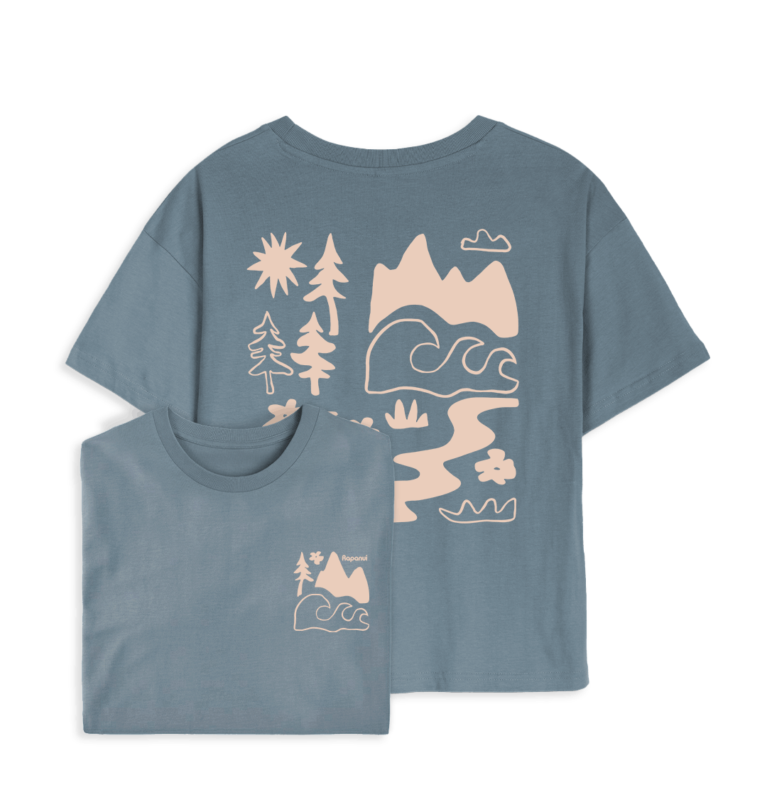 Stone Blue Printed T-shirt Front