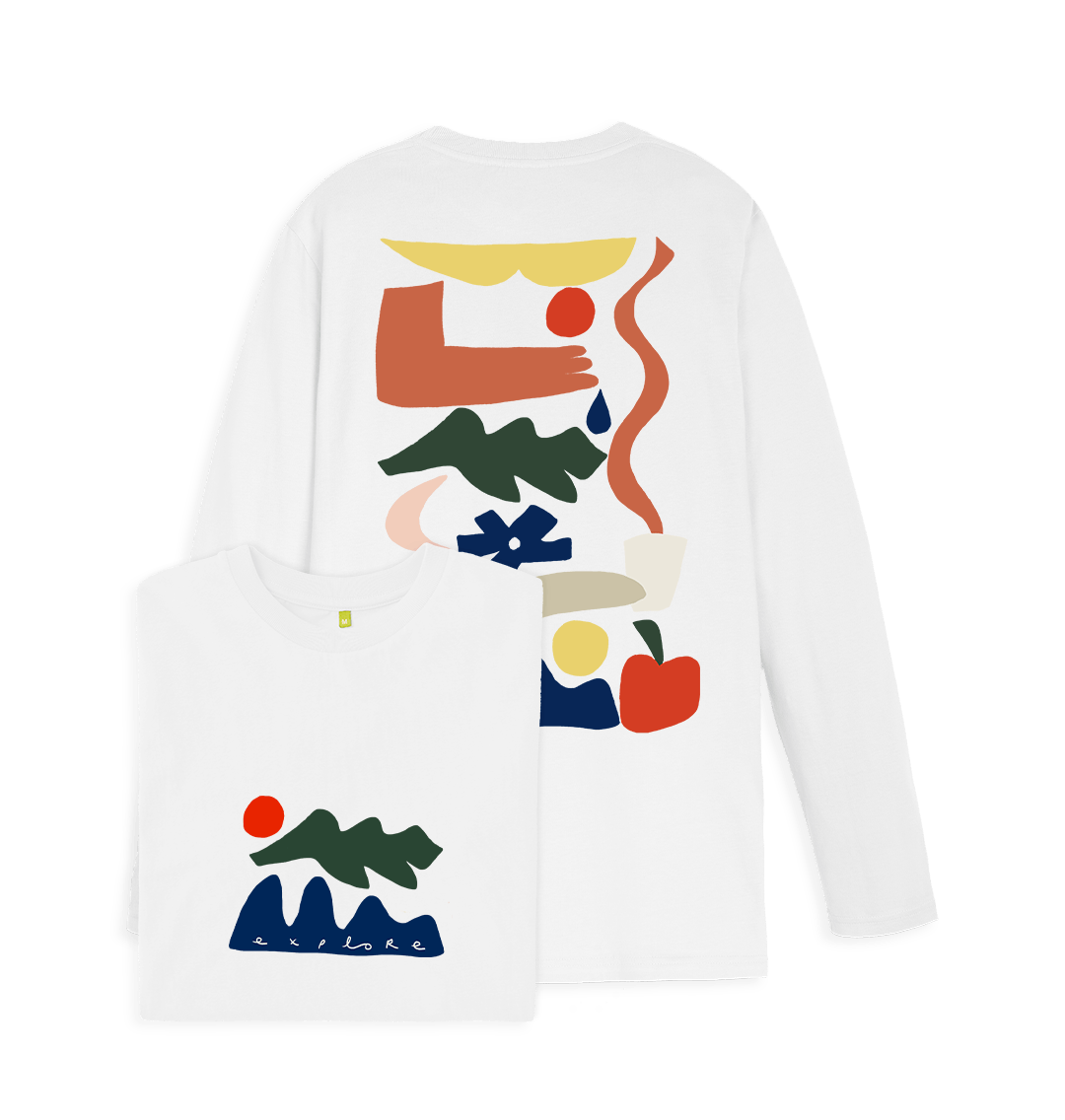 White Printed Long Sleeve T Shirt Front