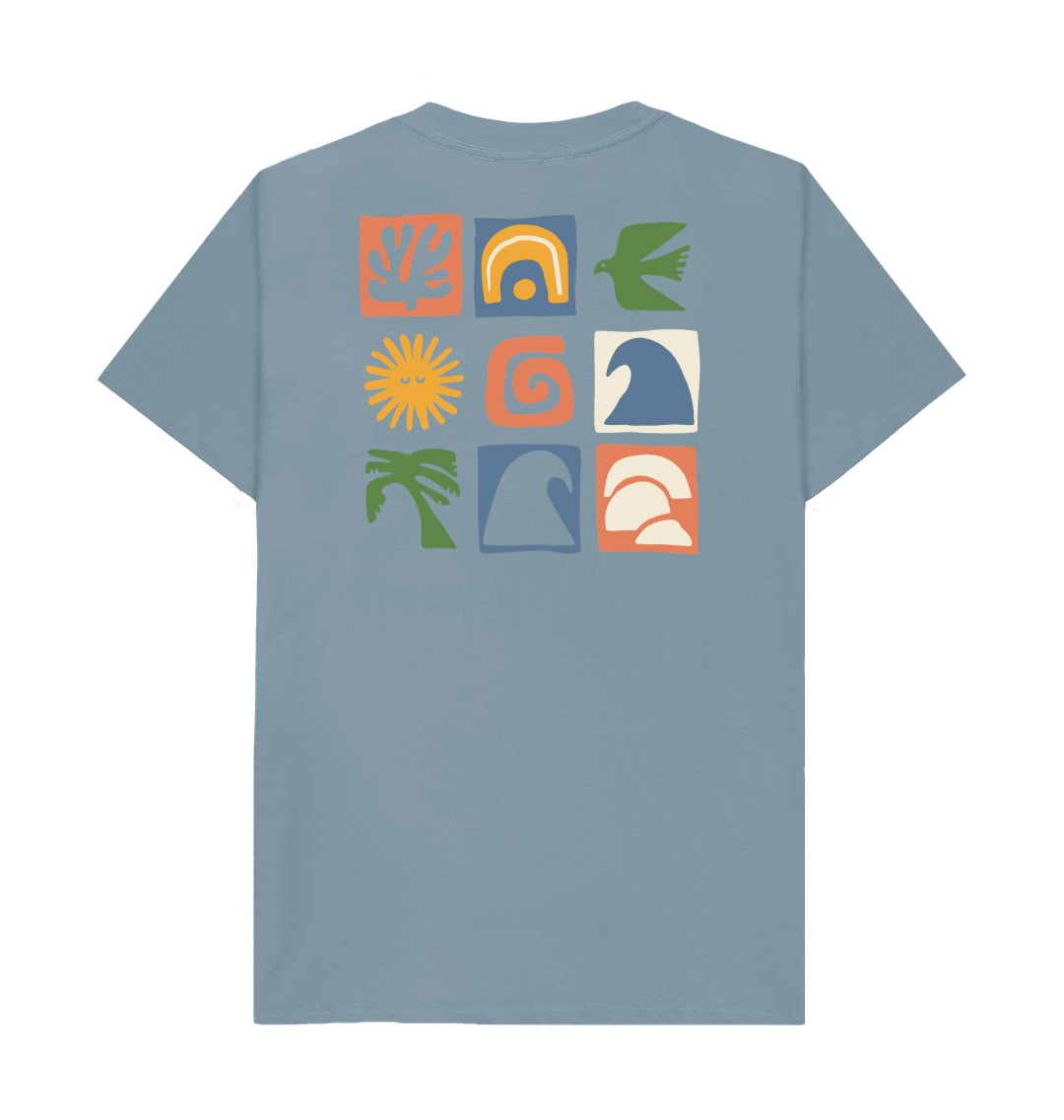 Stone Blue Printed T-shirt Back