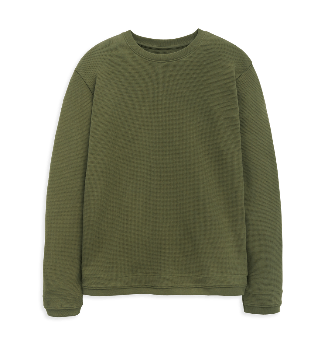 Khaki Waffle Jumper Front