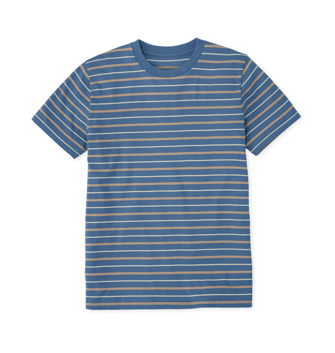 Taupe & Solent Stripes Printed Premium T-Shirt Front
