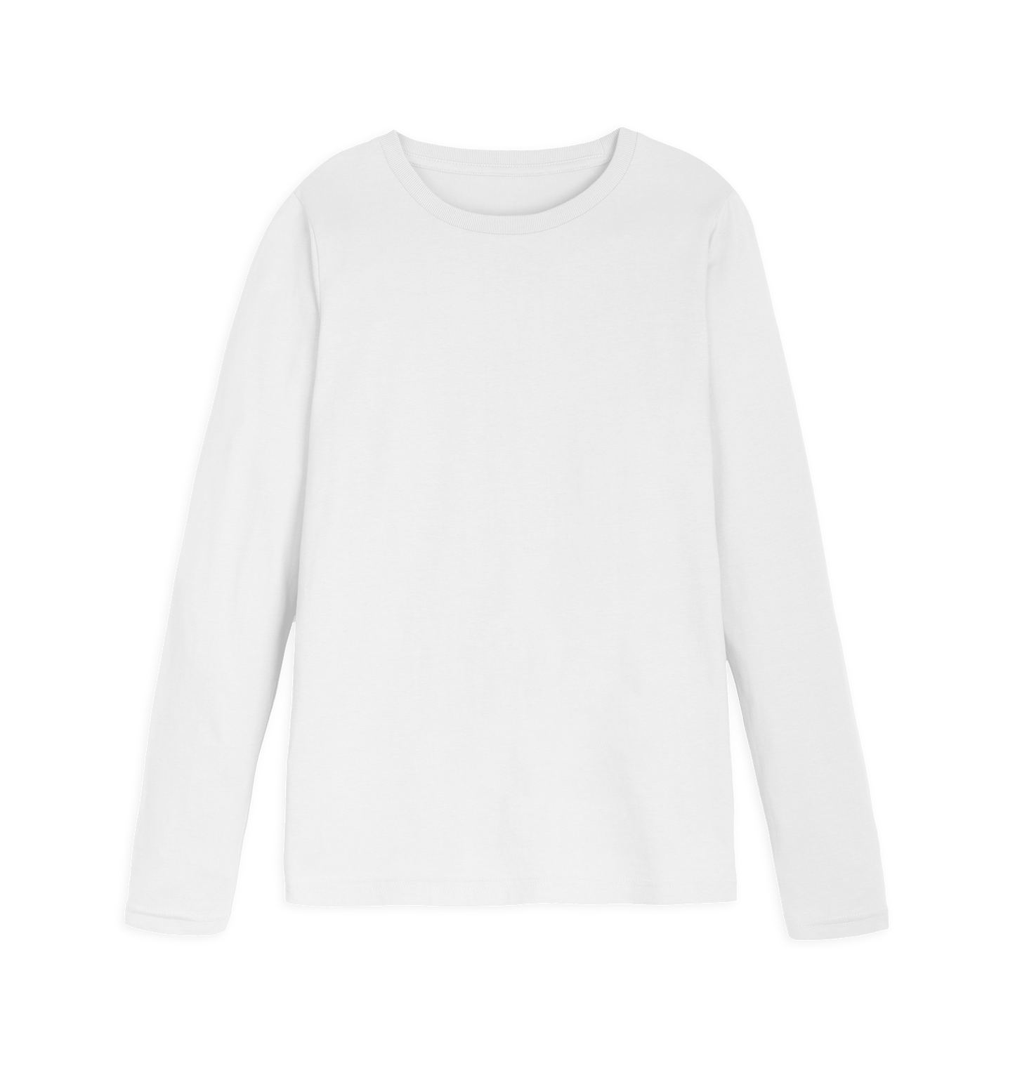 White Printed Long Sleeve T Shirt Front