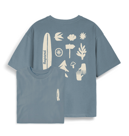 Stone Blue Printed T-shirt Front