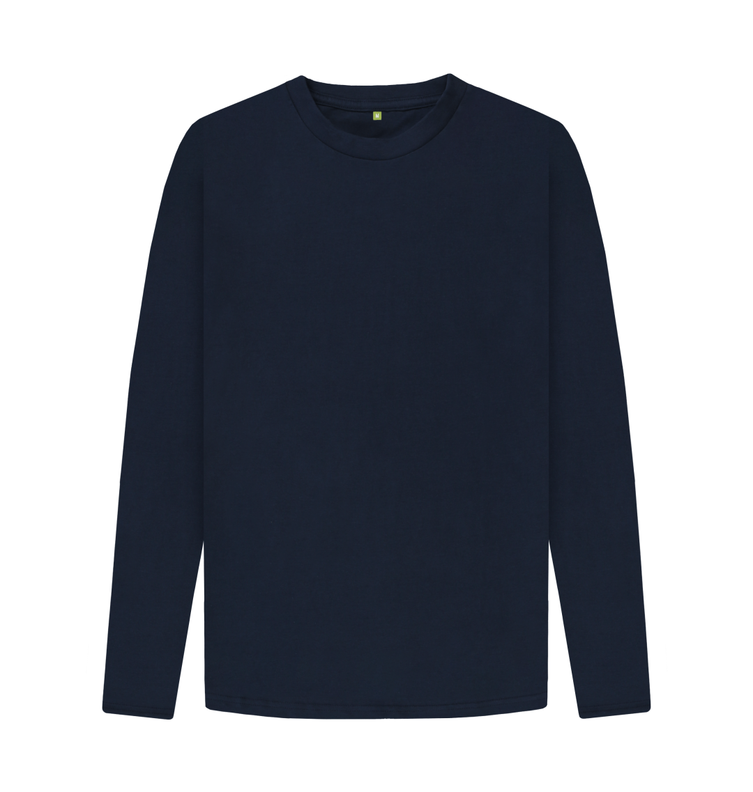 Navy Blue Printed Long Sleeve T Shirt Front