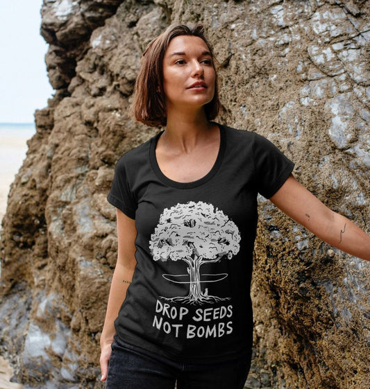 Women's Drop Seeds Not Bombs T - shirt - Printed T - shirt