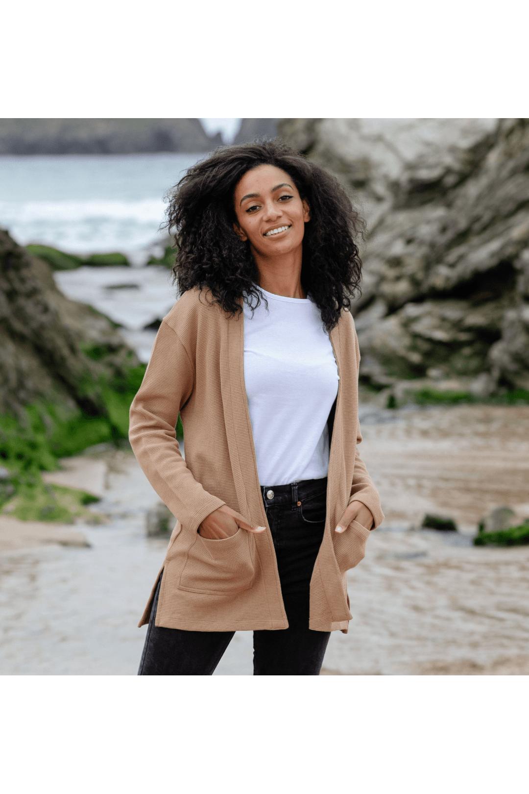 Women's Waffle Knit Cardigan - Knitwear