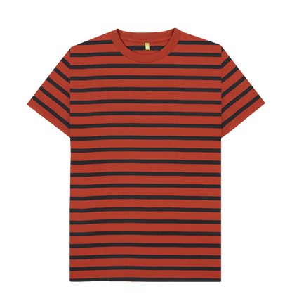 Rust & Navy Stripe Printed Premium T-Shirt