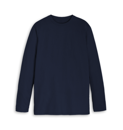 Navy Blue Printed Long Sleeve T Shirt Front